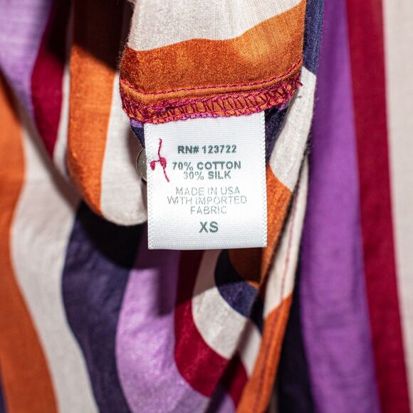 XIRENA Women's XS Beau Shirt Button front Striped Mult color Cotton Silk - Picture 7 of 9